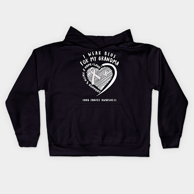 I Wear White For My Grandma Lung Cancer Kids Hoodie by thuylinh8